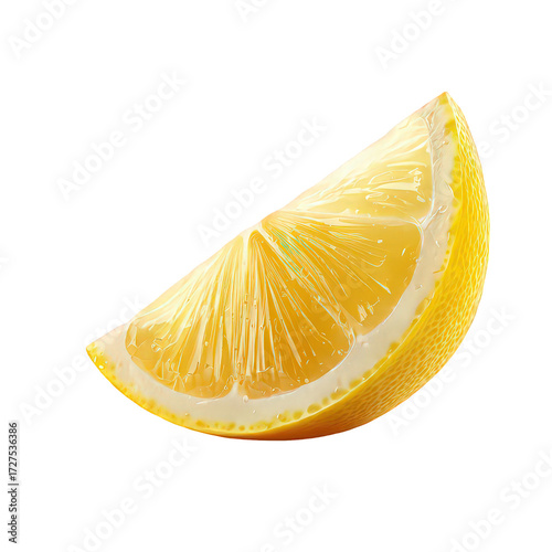 Bright Yellow Lemon Slice on Black Background