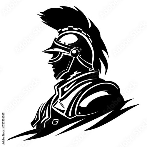 Minimal Flat Black Logo Illustration of Hussar Soldier Warrior Cavalry Rider Knight Fighter Silhouette for Historic Army and Vintage Battle Vector Themes