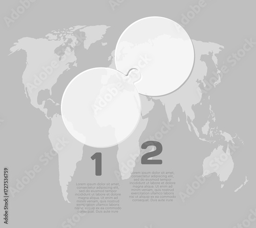 Two steps line infographic, puzzle diagram