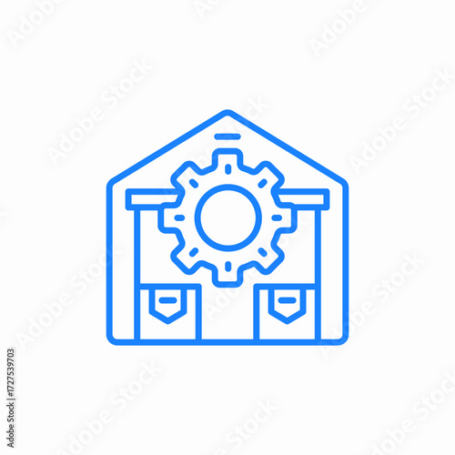 warehouse with gear icon sign vector