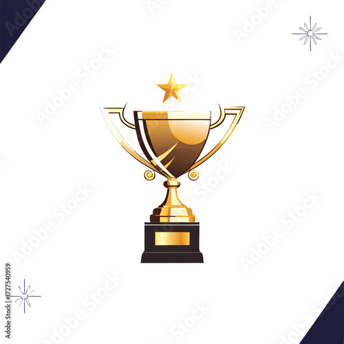 Golden trophy with star on top representing victory and achievement