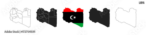 Libya map set. Map of Libya  with flag.  Vector EPS 10