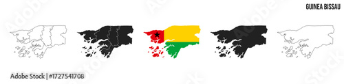 Guinea Bissau map set. Map of Guinea Bissau with flag.  Vector EPS 10