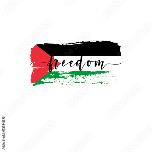 Palestine flag with the word Freedom evokes hope and solidarity, perfect for advocacy campaigns and cultural awareness projects promoting justice now