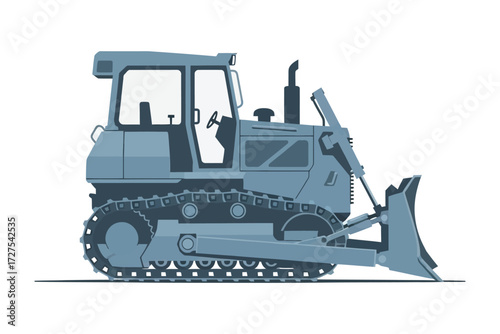 Illustration of a blue bulldozer this heavy equipment is commonly used in construction and mining for moving large quantities of soil and other materials