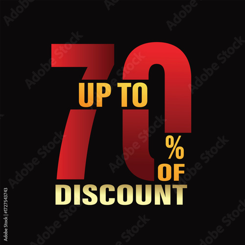 Promotional design with up to 70 discount offer on black backdrop, perfect for advertising campaigns and attracting customers with a special deal on products or services