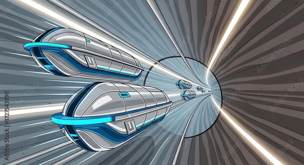 Fototapeta premium Capsule train in tunnel. (2)
