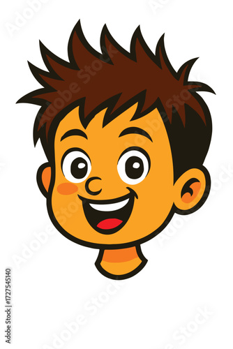 Boy head cartoon with spiky hairstyle.