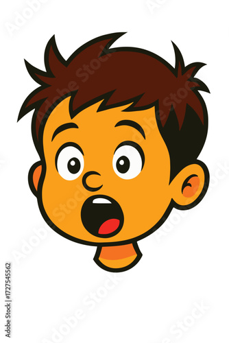 Cartoon boy face with shocked surprised look