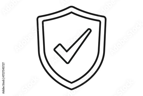 Vector art of shield with check mark icon symbol of protection, security, safety, trust, reliability, and quality assurance vector illustration of a shield with a check mark