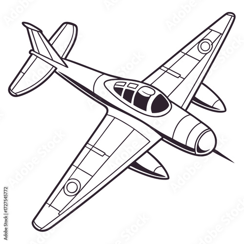 Classic single engine propeller airplane with wings swept back and a detailed canopy viewed from above