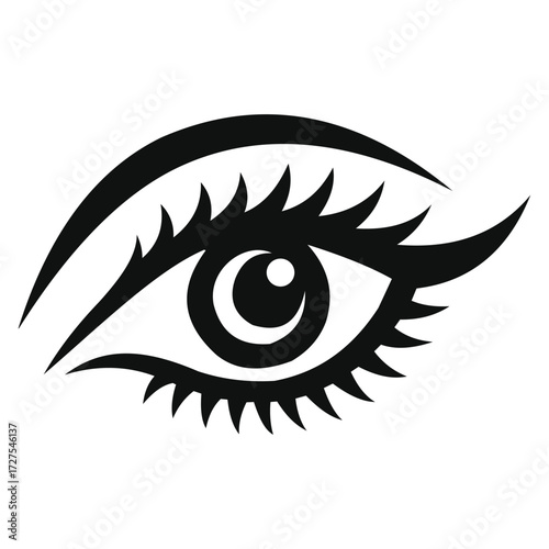 Minimal eye logo bold eyeliner lashes vector black silhouette
