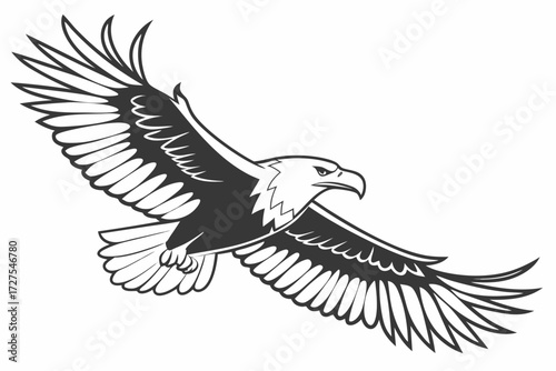 Flying Bald Eagle Vector Illustration - American Bird of Prey Mascot