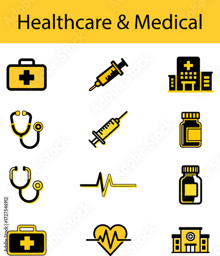 Medical Healthcare Icons for Hospital and Clinic