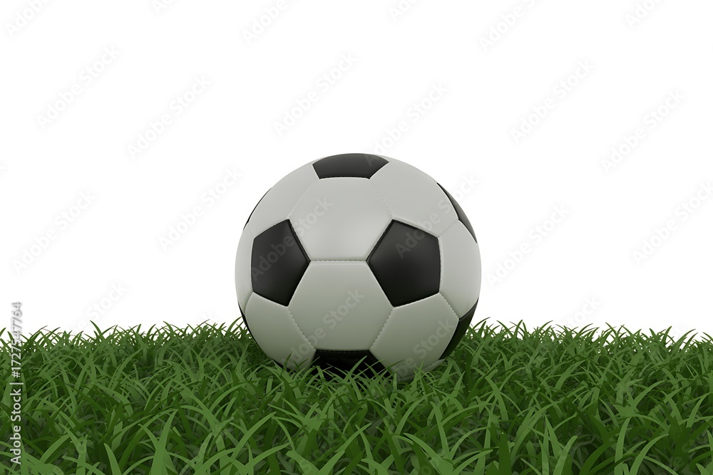 Fototapeta premium soccer ball on grass isolated