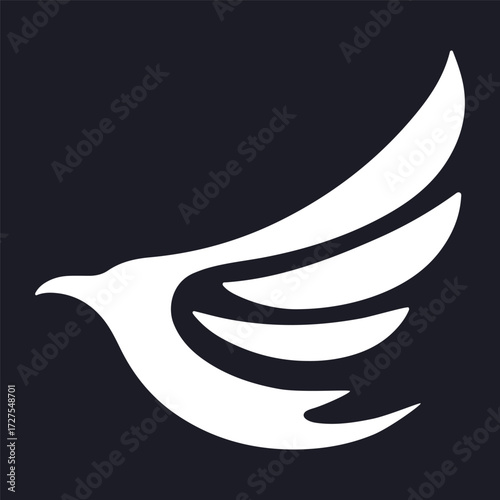 Minimal Vector Bird Wings Design – Elegant Feathered Wing Symbol for Logo, Aviation, Freedom, Nature, or Spiritual Branding, Clean Monochrome Graphic Illustration
