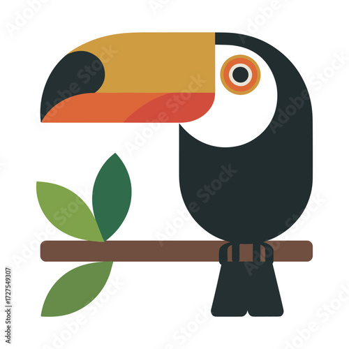 Geometric Toucan on Branch Illustration