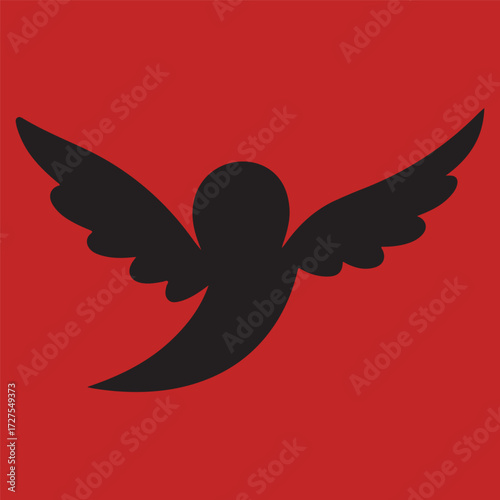 Minimal Vector Bird Wings Design – Elegant Feathered Wing Symbol for Logo, Aviation, Freedom, Nature, or Spiritual Branding, Clean Monochrome Graphic Illustration