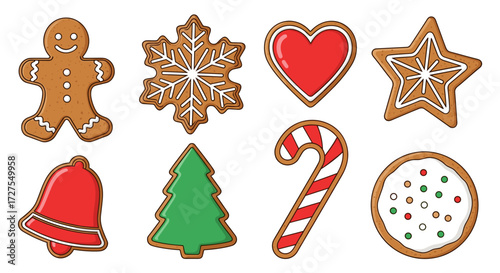 Illustration of assorted christmas gingerbread cookies design