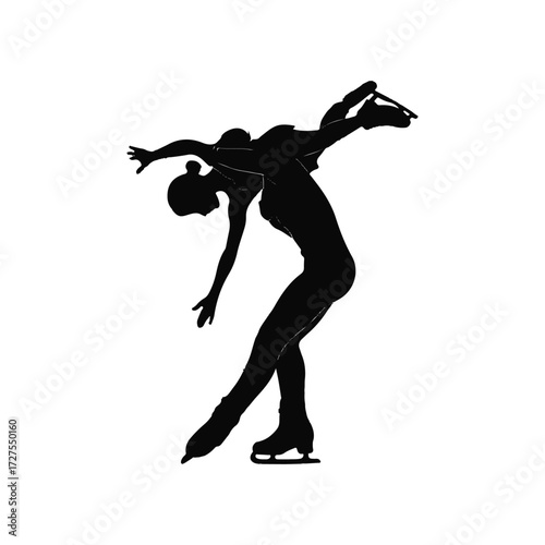 Ice Dance Couple in Lift - Black Silhouette
