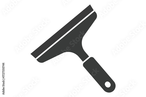 Vector art of dark gray squeegee with a handle, a tool used for cleaning windows and other smooth surfaces, removing water and dirt effectively