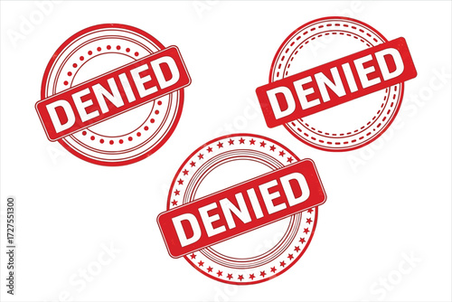Vector art of denied stamp, a clear visual representation of rejection, refusal, and disapproval, ideal for illustrating concepts of access control