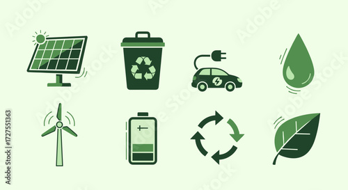 Illustration of environmental conservation and renewable energy