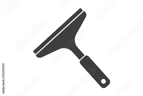 Vector art of a black squeegee is a tool with a rubber blade used to remove liquid from a surface, a simple vector illustration