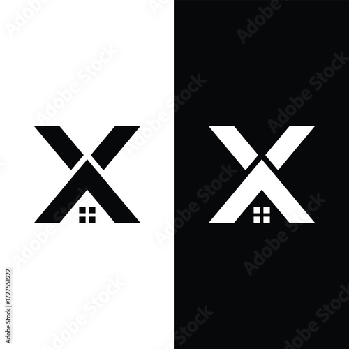 Initial letter X real estate logo design abstract home icon vector.