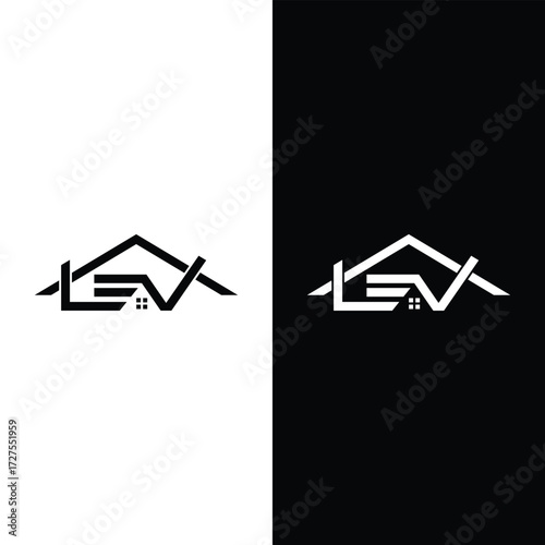 Letter LEV real estate logo Design Template Vector Illustration Stock Vector.