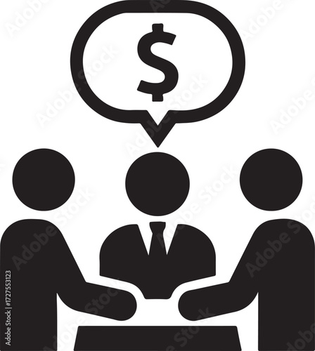 Financial planning team silhouette vector for business, teamwork, strategy, investment, and finance design.