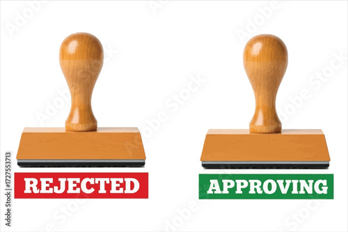 Vector art of rejected and approving rubber stamps red rejected stamp and green approving stamp office supplies for document control business concept vector illustration