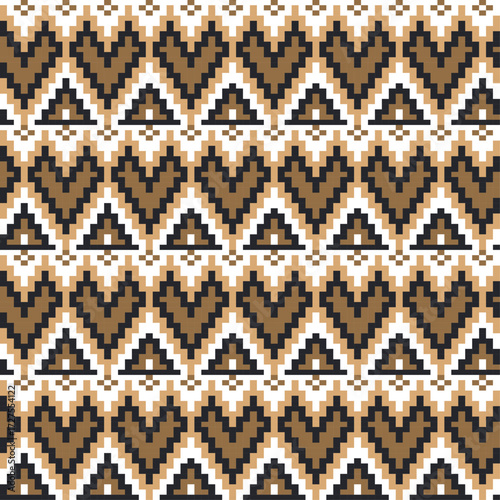 embroidery pixel ethnic aztec seamless pattern vector design