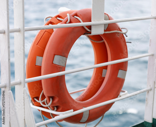 lifebuoy, a close-up of a lifebuoy found on ferries