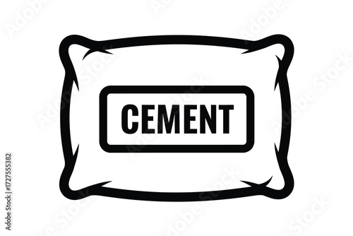 Vector art of cement bag a sturdy sack filled with construction material, essential for building and masonry, represented in a bold, outlined graphic