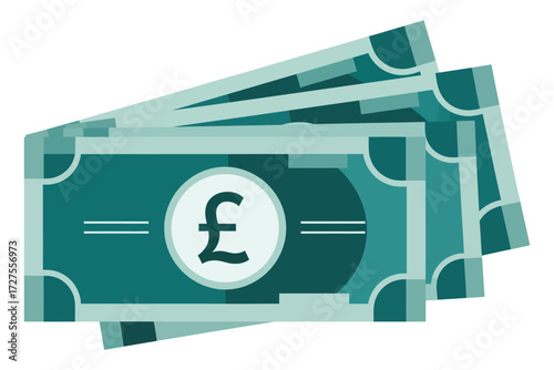 Vector art of stack of british pound sterling banknotes, a simple illustration for finance, currency, and wealth concepts