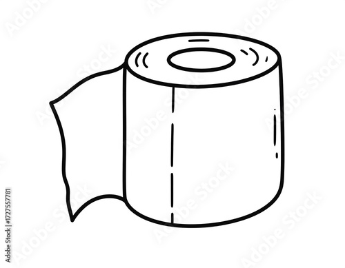 Simple outline drawing of a toilet paper roll