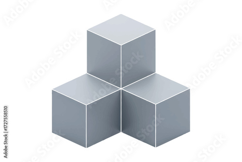 Vector art of isometric illustration of three stacked cubes, , creating a geometric and modern design with clean lines and a minimalist aesthetic