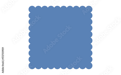  Minimalist Scalloped Square Blue Frame or Postage Stamp Shape