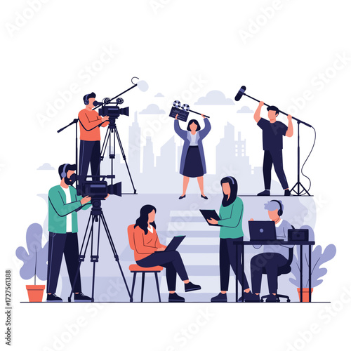 Filmmakers working together on a professional production set.