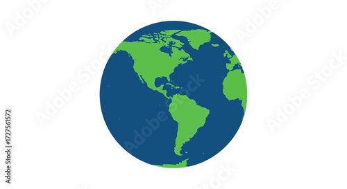 A stylized illustration of planet earth, showcasing north and south america, set against a clean white background