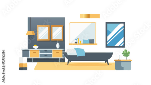 Modern living room interior design ideas with furniture decor and home accessories illustration vector