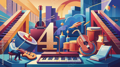 abstract music background with musical notes