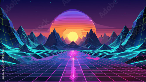 fantasy landscape with stars and clouds