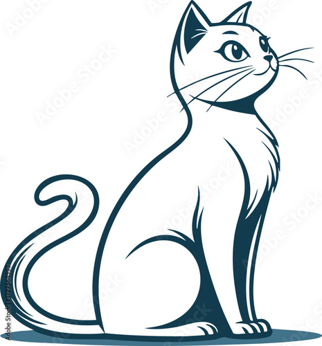 black and white cat silhouette vector
