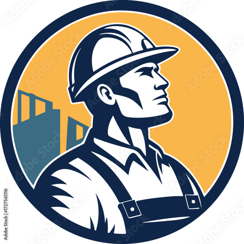vector illustration of a construction worker with helmet