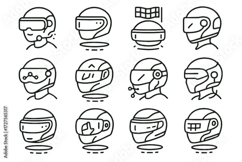 Vector racing interactive helmet vr holographic icon ai digital predictive motorcycle