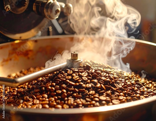 Aroma of Roasted Coffee Beans in a Roasting Machine