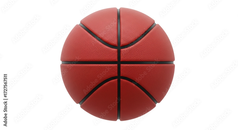 Fototapeta premium Red basketball isolated on transparent background, sports equipment for training and competition, realistic rendering PNG