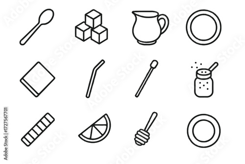 Chocolate coaster napkin hot cinnamon sugar small icons milk stick drink icon